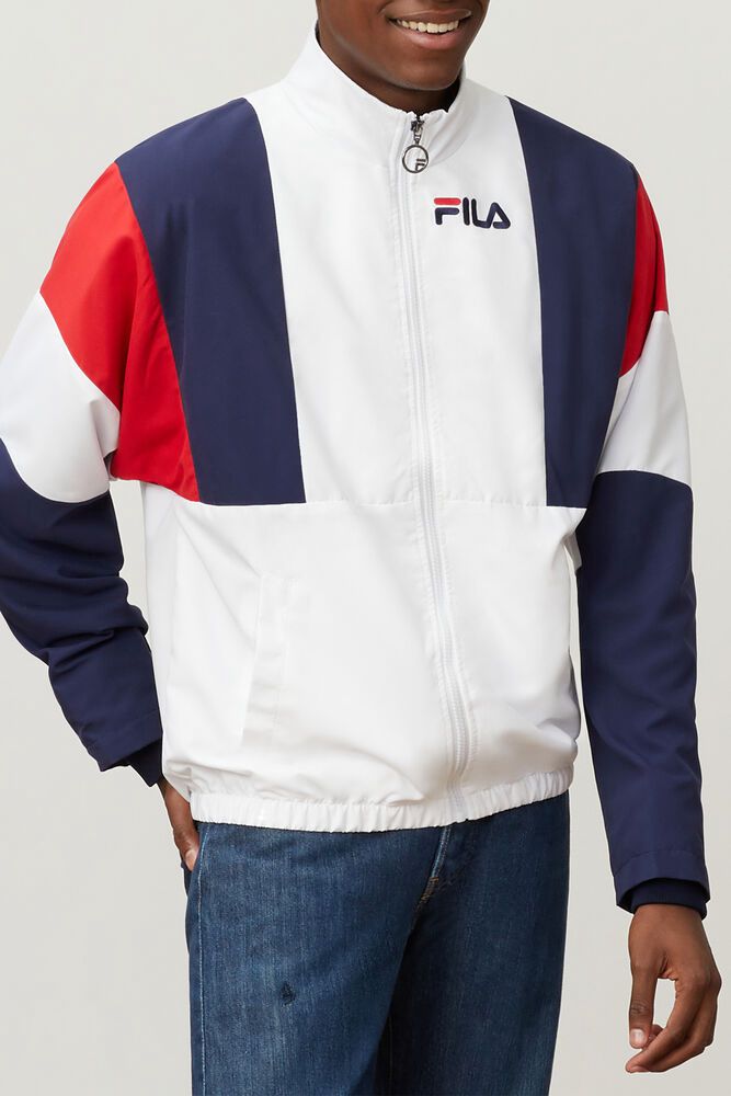 Fila Hambly Wind Jacket White/Navy/Red - Mens - 31749BIUG